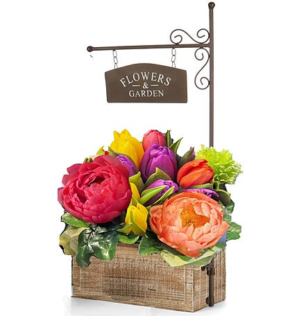 Wood & Metal Soap Flower Centerpiece